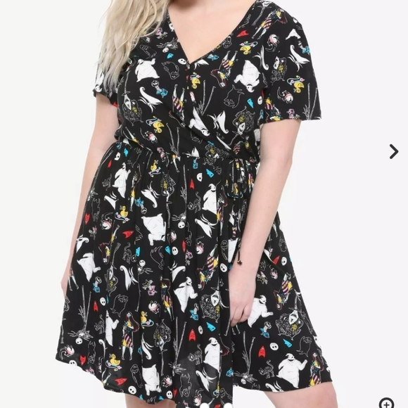 Disney Nightmare Before Christmas Black Patterned Faux Wrap Dress size 3X - Picture 6 of 8